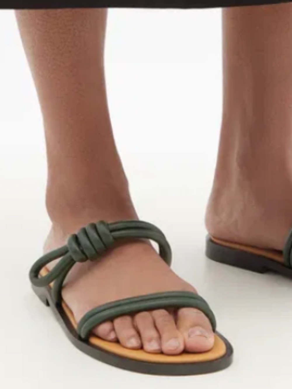 LOEWE Flamenco' Tubular Leather Strap Sandals In Green